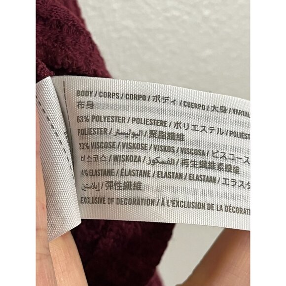 Hollister Waffle Knit Hoodie M Burgundy Y2K Grunge Preppy Neutral Skater Festive - Picture 9 of 10